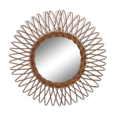 Rattan and wicker mirror from the 1970s 50cm