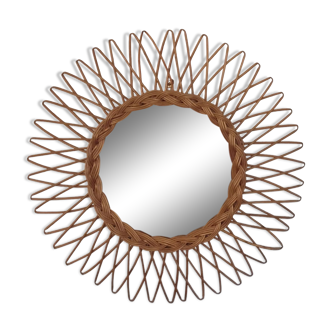Rattan and wicker mirror from the 1970s 50cm