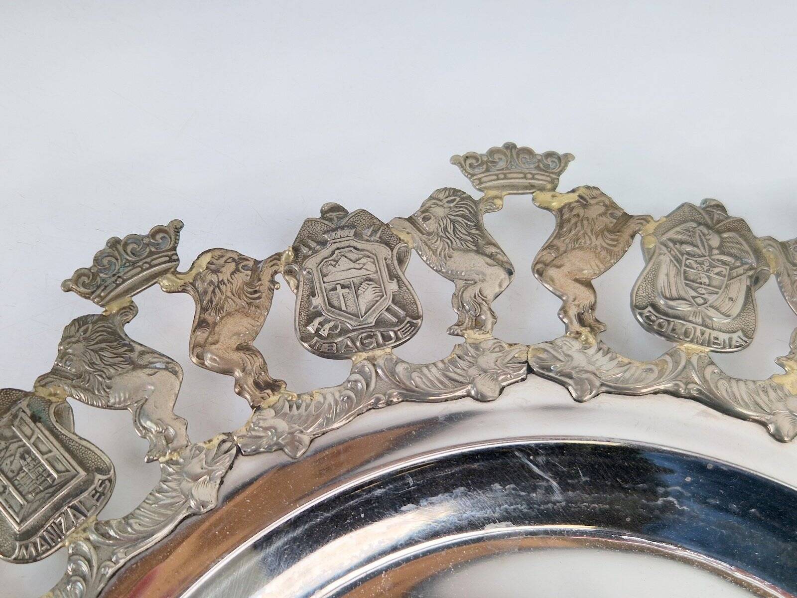 900 Pure Silver Platter from Florentina, Bogota, Colombia, 1970s