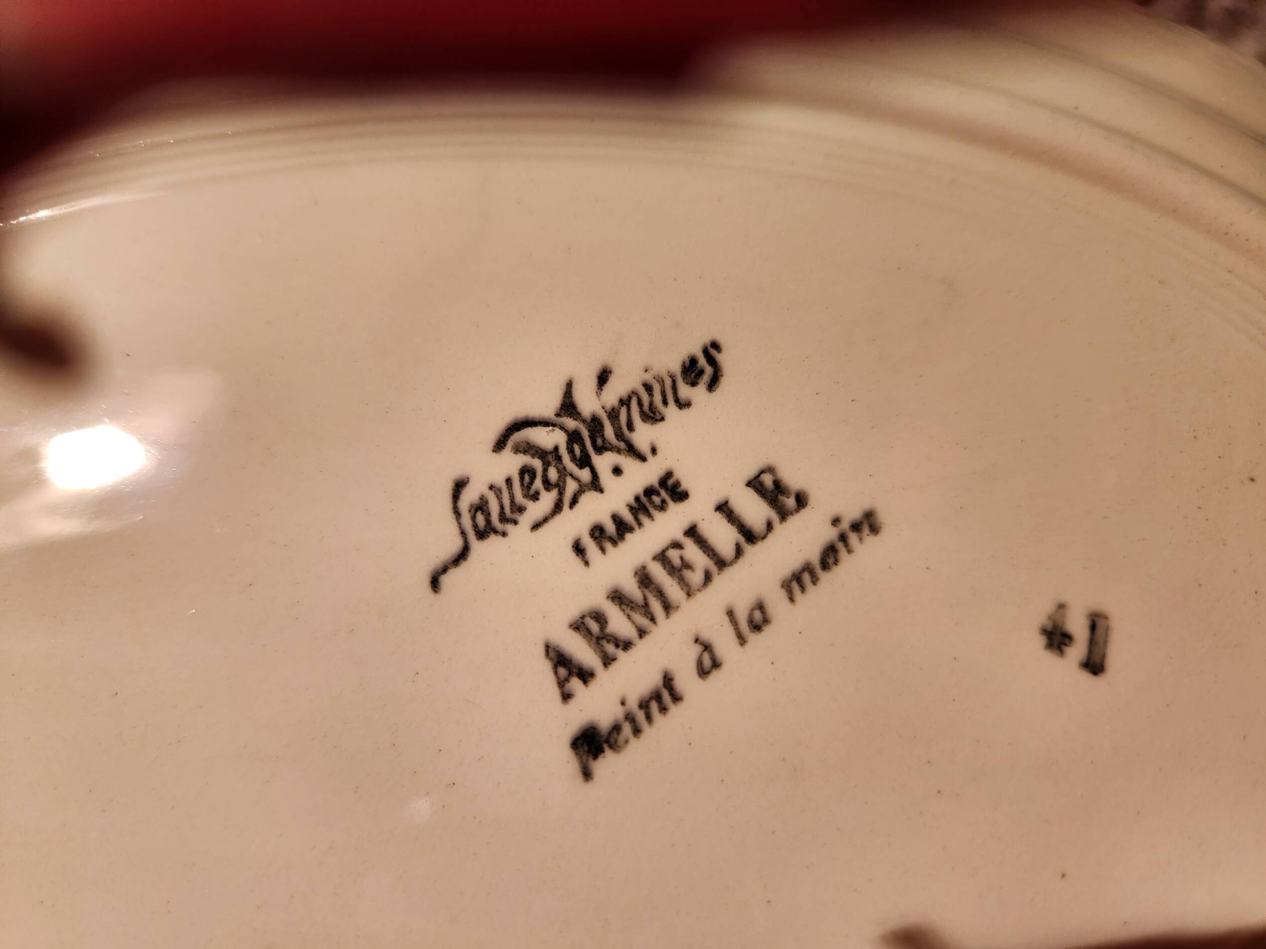 Oval plate Armelle Sarreguemines hand-painted