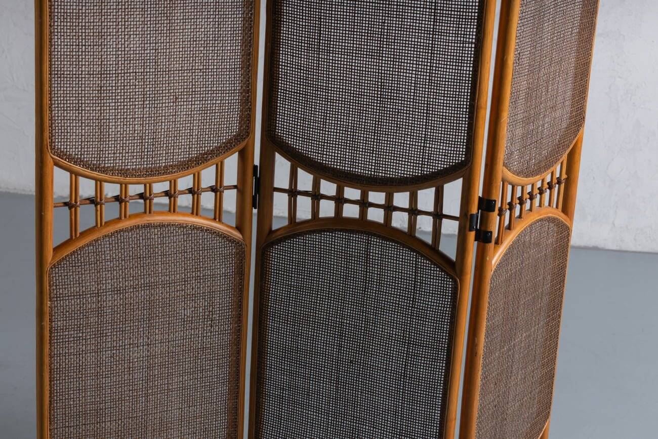 Mid-century room divider in bamboo and cane, Denmark, 1970s