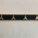 70s wall coat rack with brass hooks