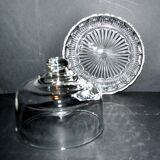 Vintage molded glass cheese bell and presentation plate 16cm