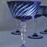 Cristal d'Arques - 6 Champagne Cups Blue Waltz - Double layer crystal