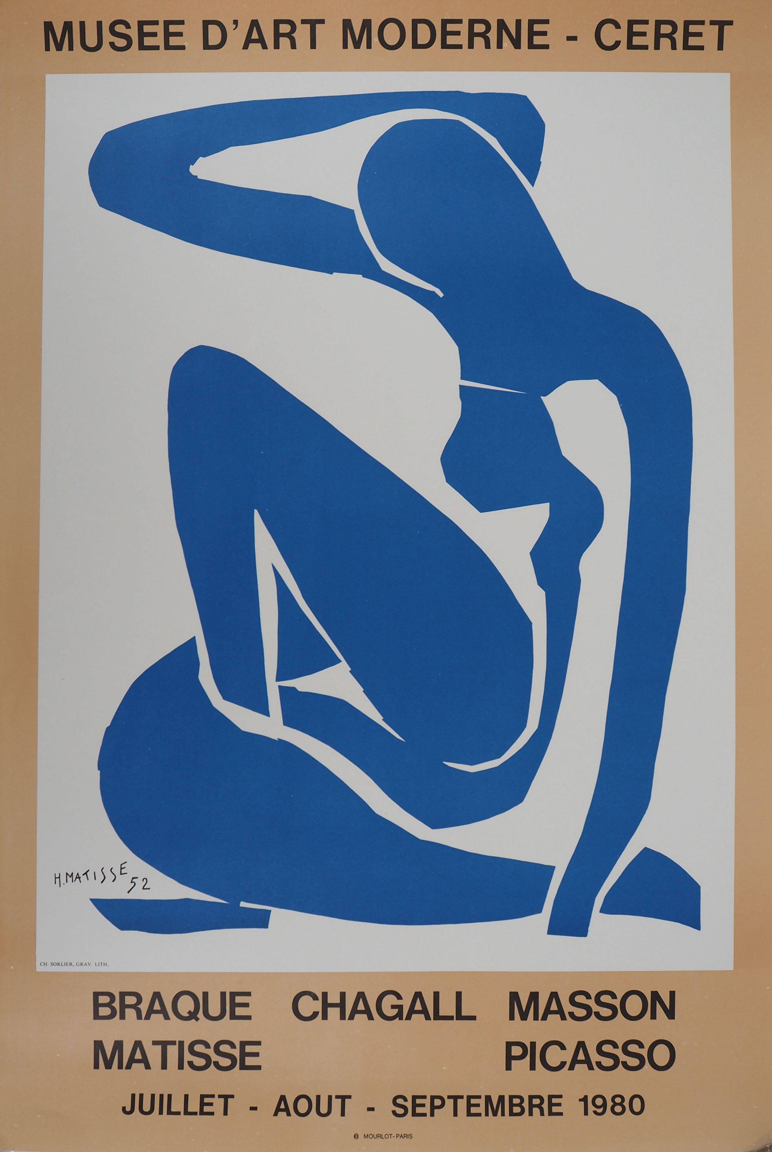 Henri matisse - nu bleu gracieux - affiche originale vintage musée céret (1980)