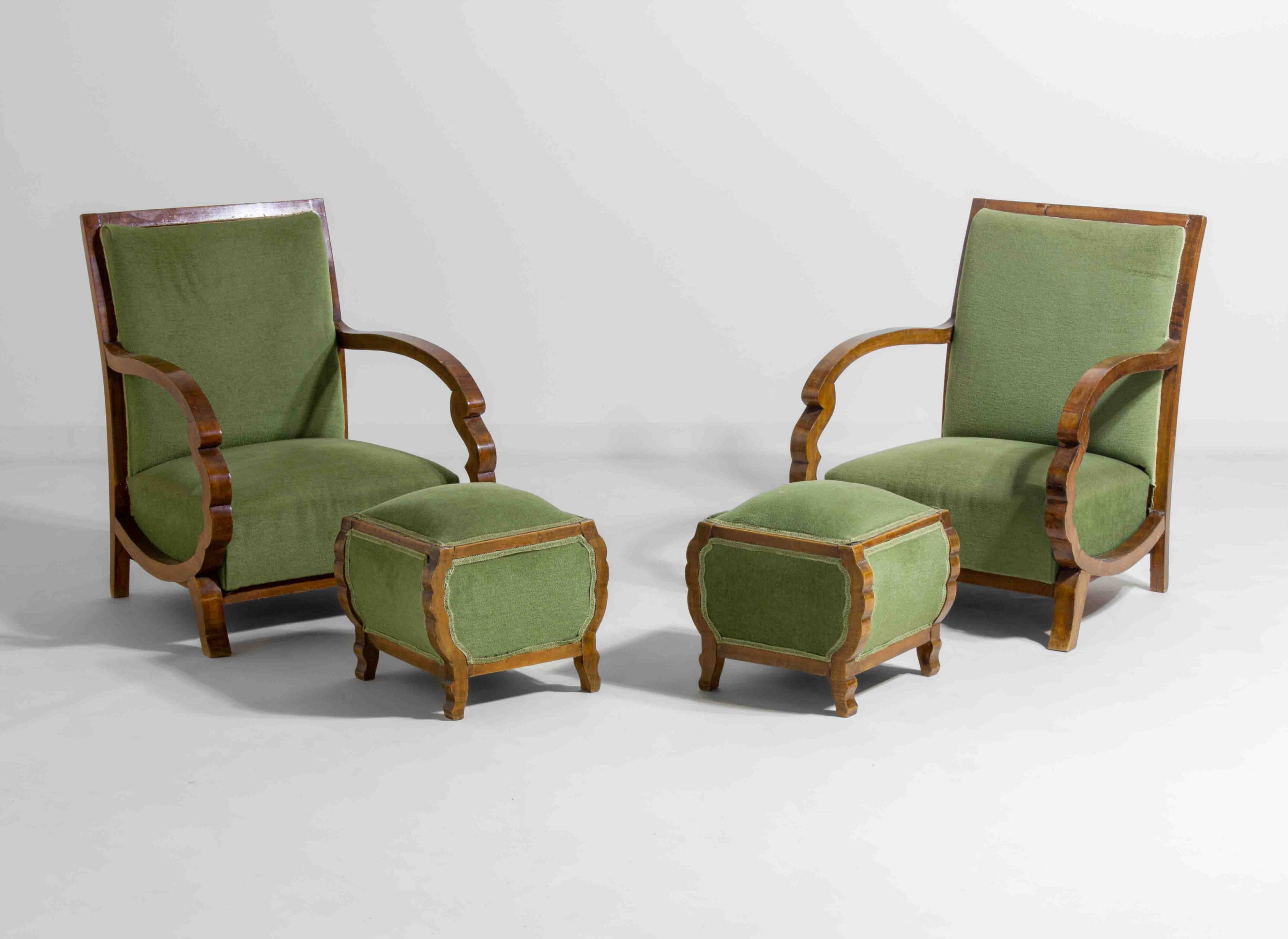 Curved art deco lounge chairs, Italy 1930s
