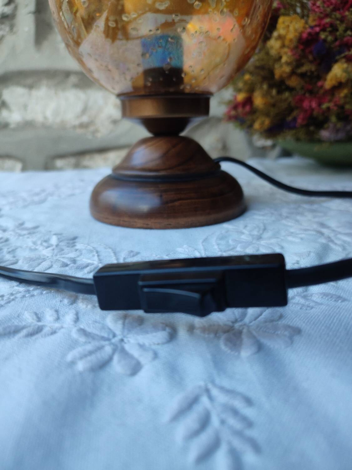 Vintage tempered glass table lamp