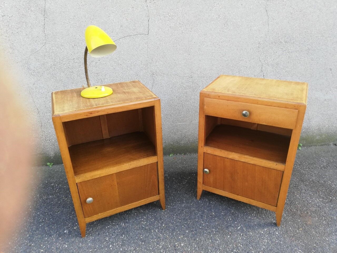 Pair of modernist wooden bedside tables