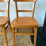 set of 4 Thonet bistro chairs in curved wood honey Mid-Century 50s