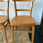 set of 4 Thonet bistro chairs in curved wood honey Mid-Century 50s