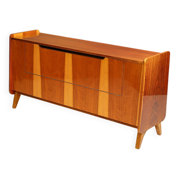 Vintage walnut sideboard, chest of drawers by František Jirák, 1970s, Czechoslovakia