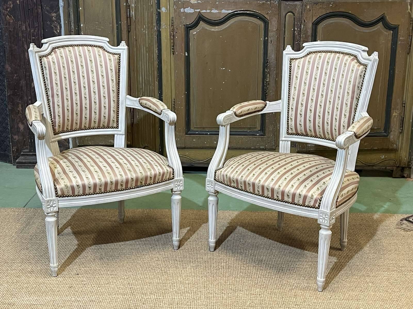 Pair of Louis XV style armchairs from the 1970s in beech.
