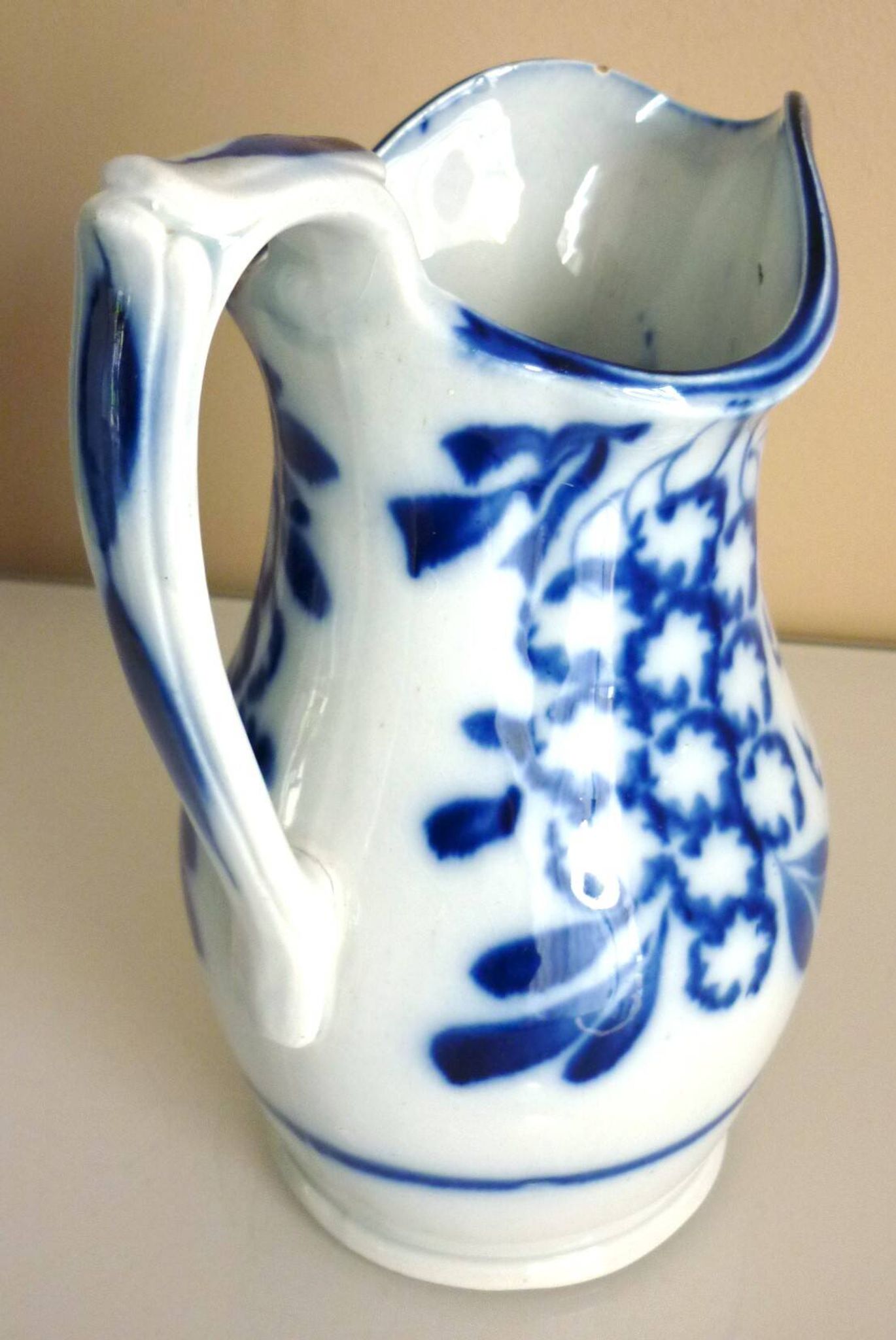 Carafe, antique jug, porcelain with stylised cobalt blue decorations, Art Deco.