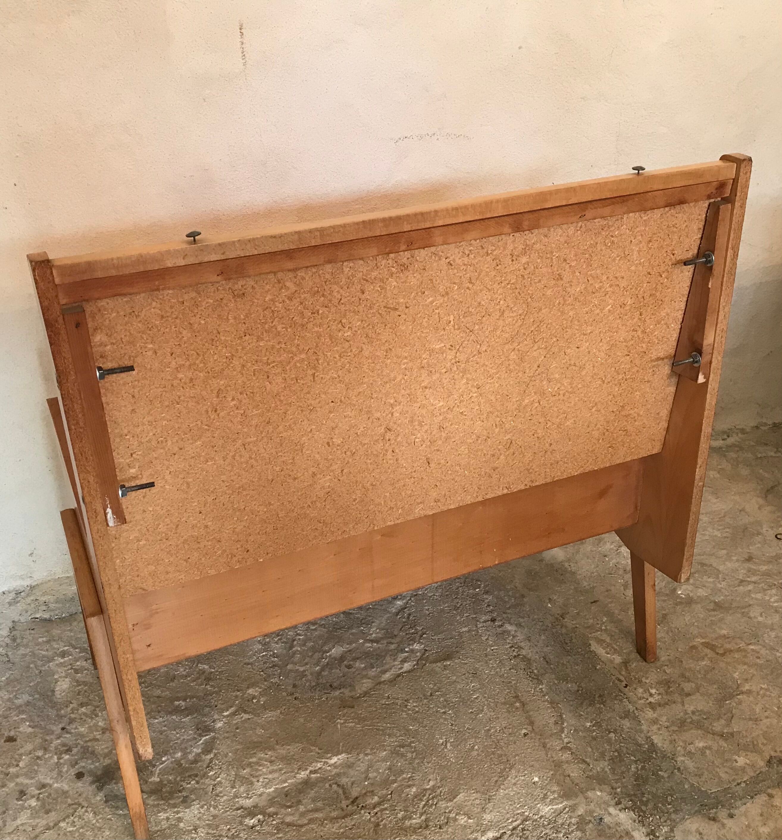 Bench bench-chest vintage 1960-1980's in blond beech and red skaï