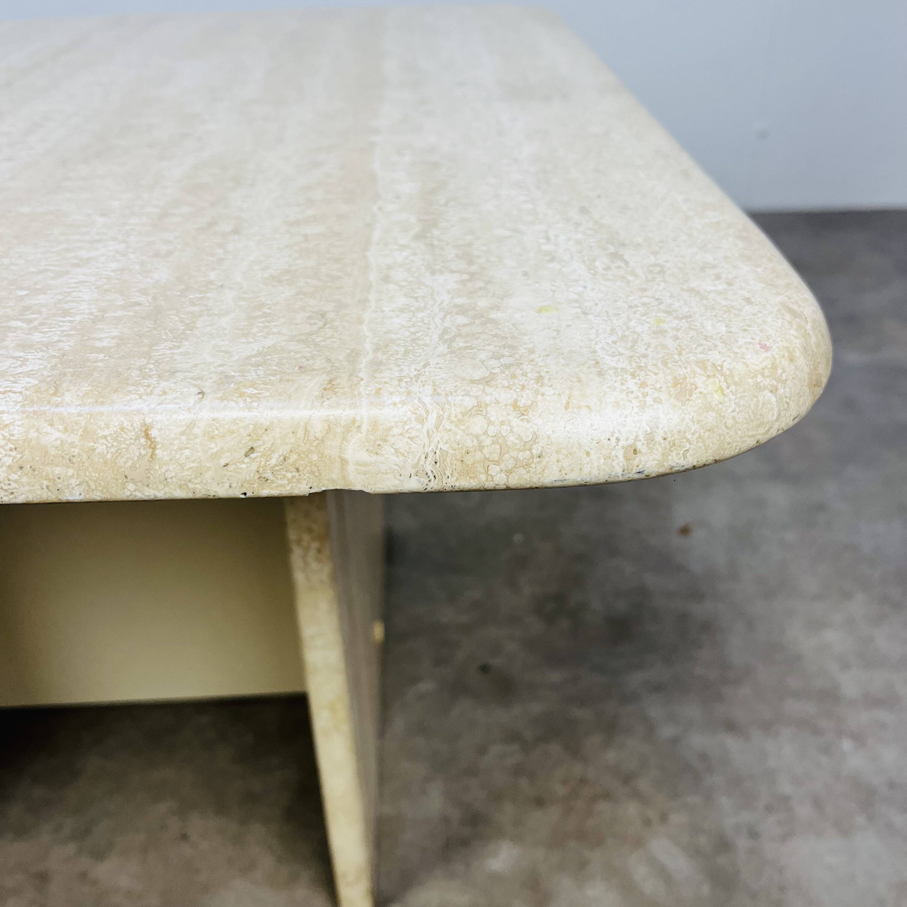 Square travertine coffee table