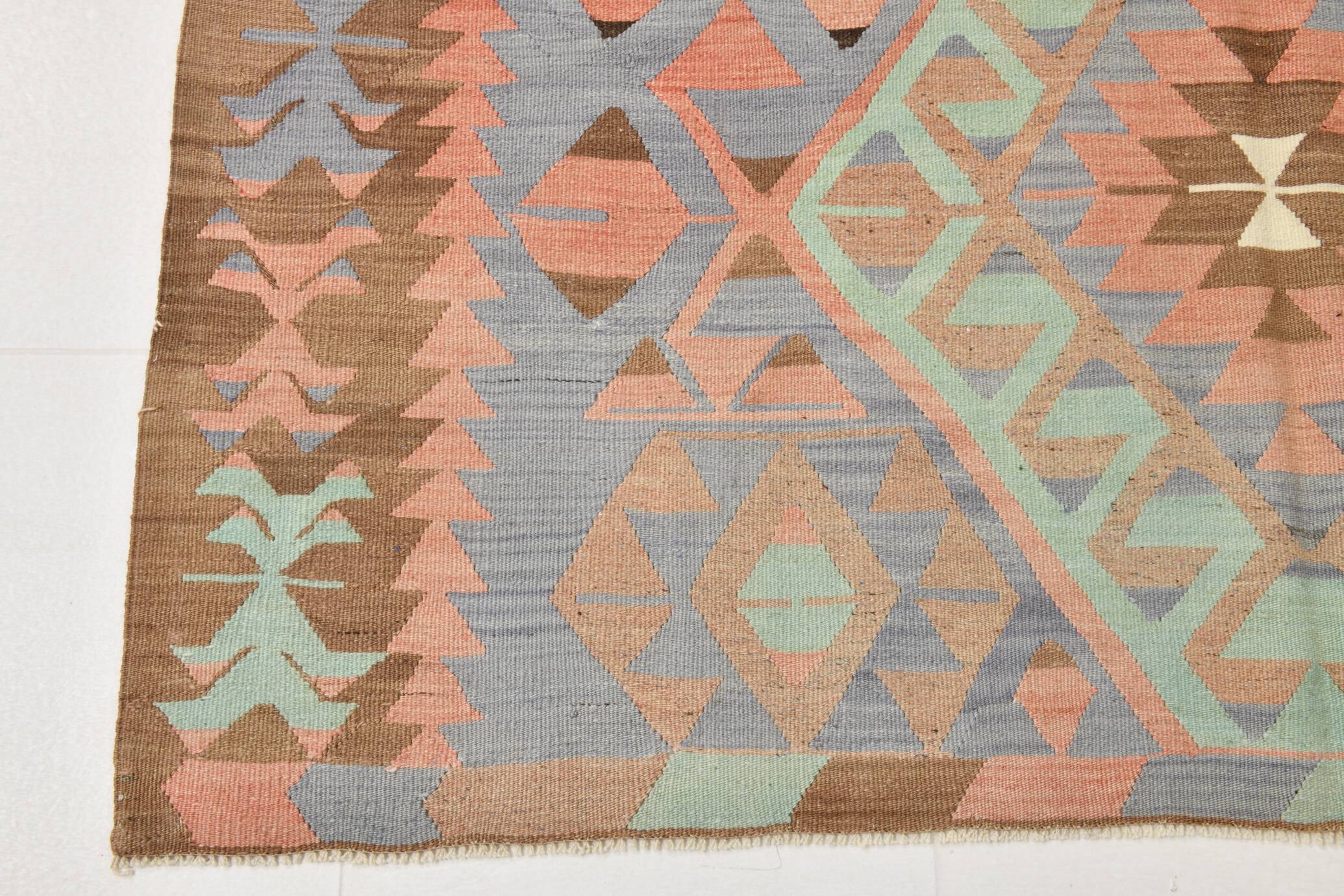 5x10 Geometric 58s Antique Kilim Rug, 168x313Cm
