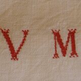 Set of 4 large white monogram embroidered linen napkins