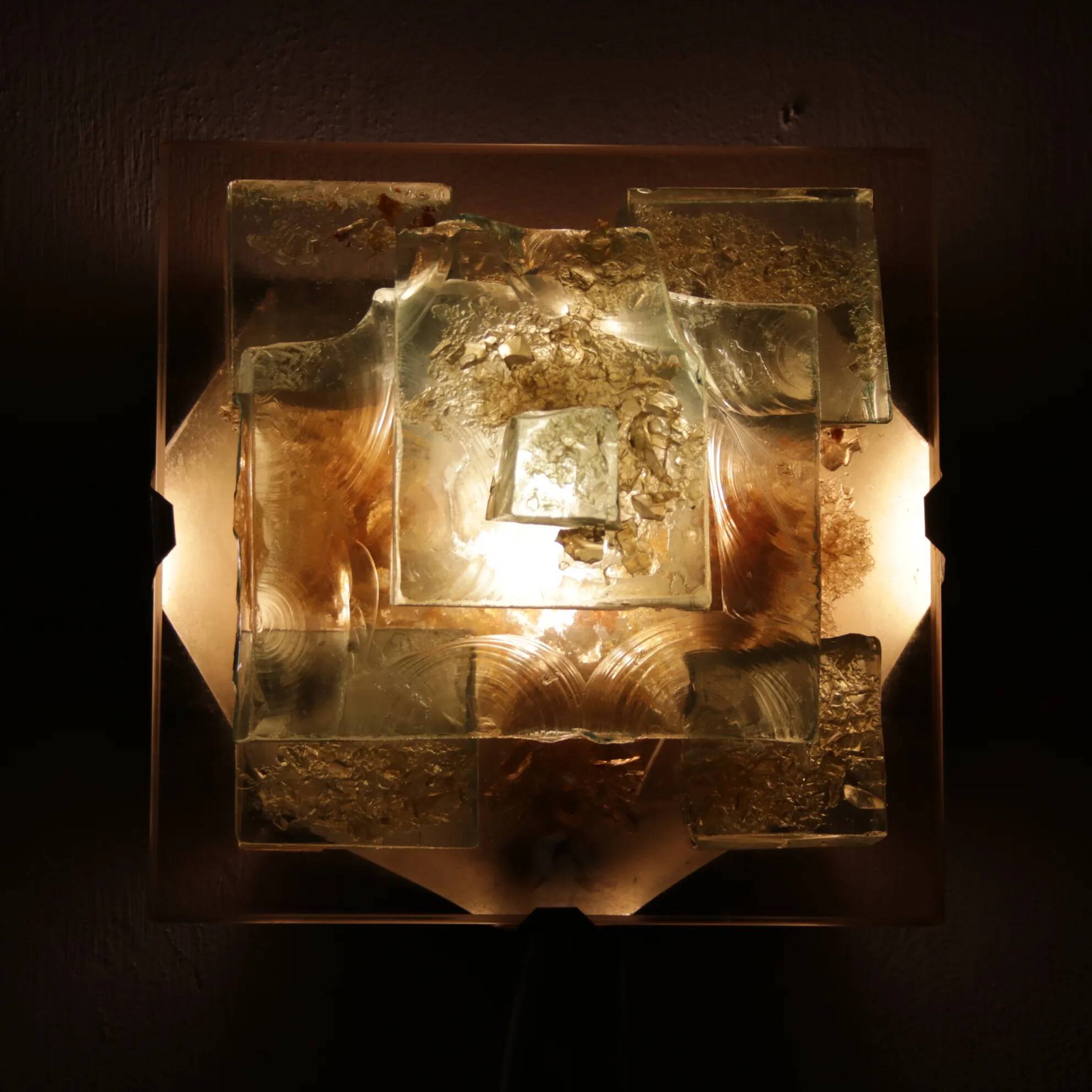 Applique murale des années 1960 en verre épais, de la marque Cosack, Allemagne.