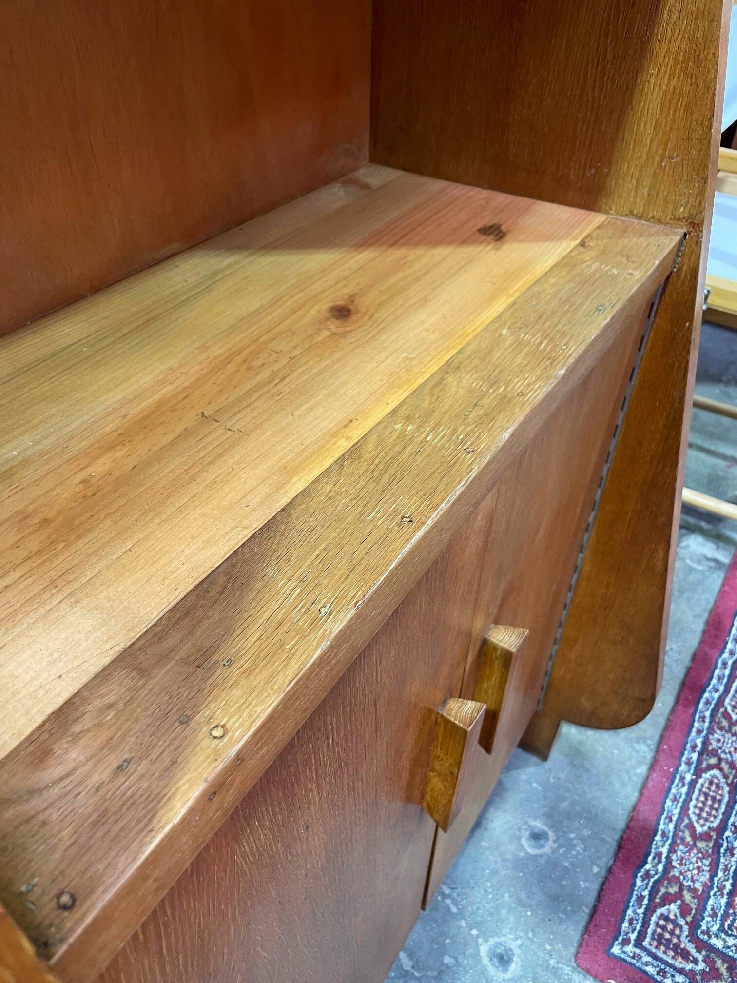 Vintage oak library designed in the 1950s.