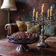 Antique cobalt glass and silver-plated metal bowl, Louis XVI style, circa 1900-1920.