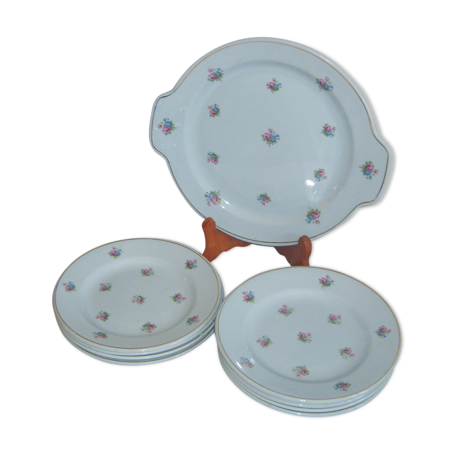 Vintage dessert service Blue Hamage