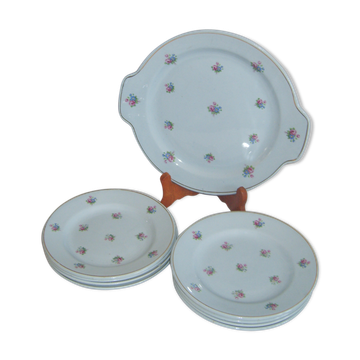 Vintage blue Hamage dessert service
