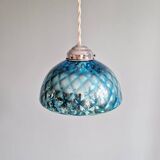 Blue glass églomisé pendant light, 1920s