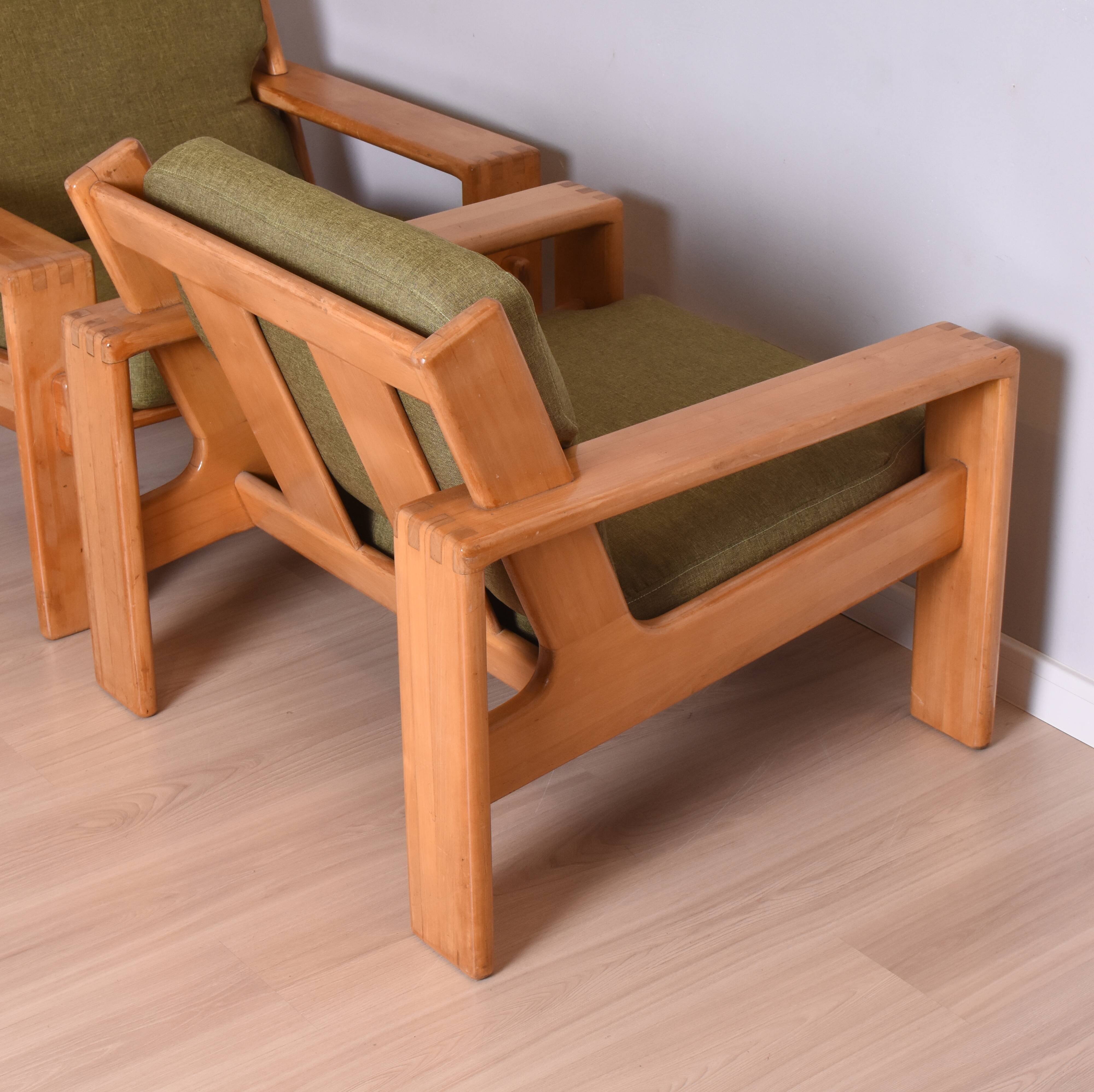 Pair of Bonanza Armchairs by E. Pajamies for Asko, Finland, 1960s