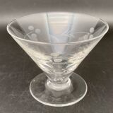 Glass and carafe set with chiseled flower motif