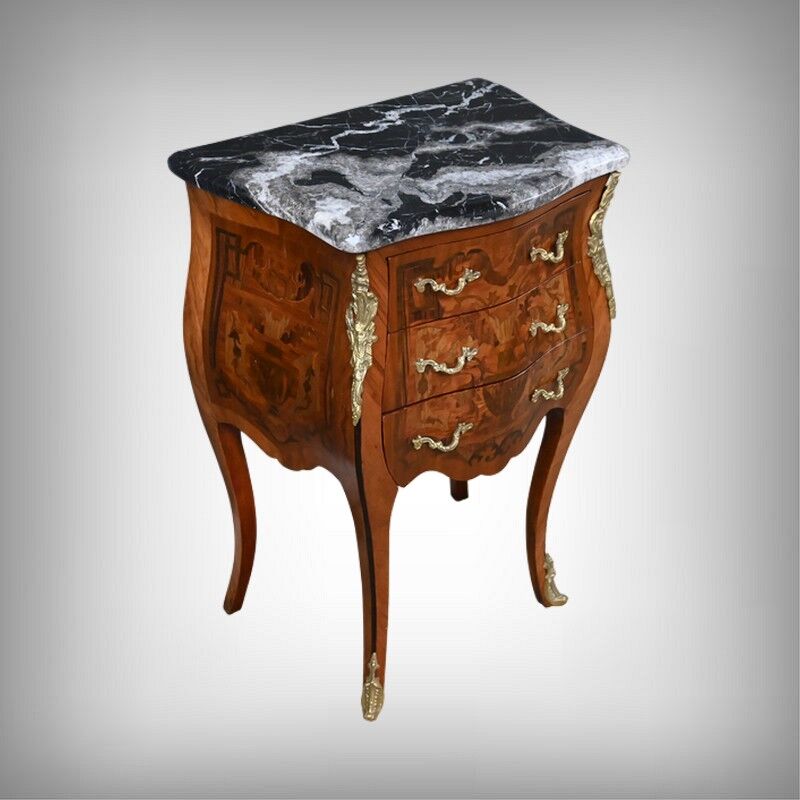 Petit meuble de salon en marqueterie, style Louis XV – Milieu XXe