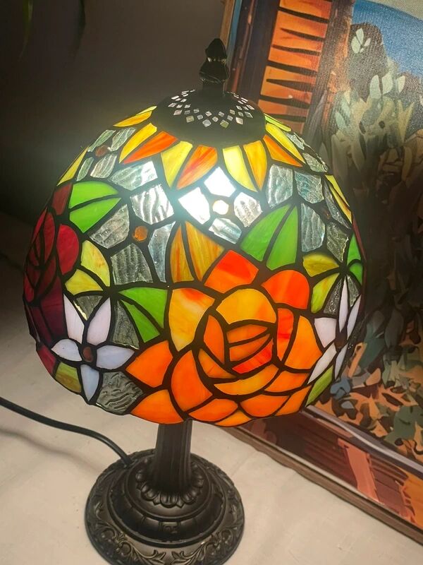 Tiffany style lamp vintage colourful flowers
