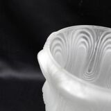 Art deco, vintage frosted white glass globe, swirl design light shade