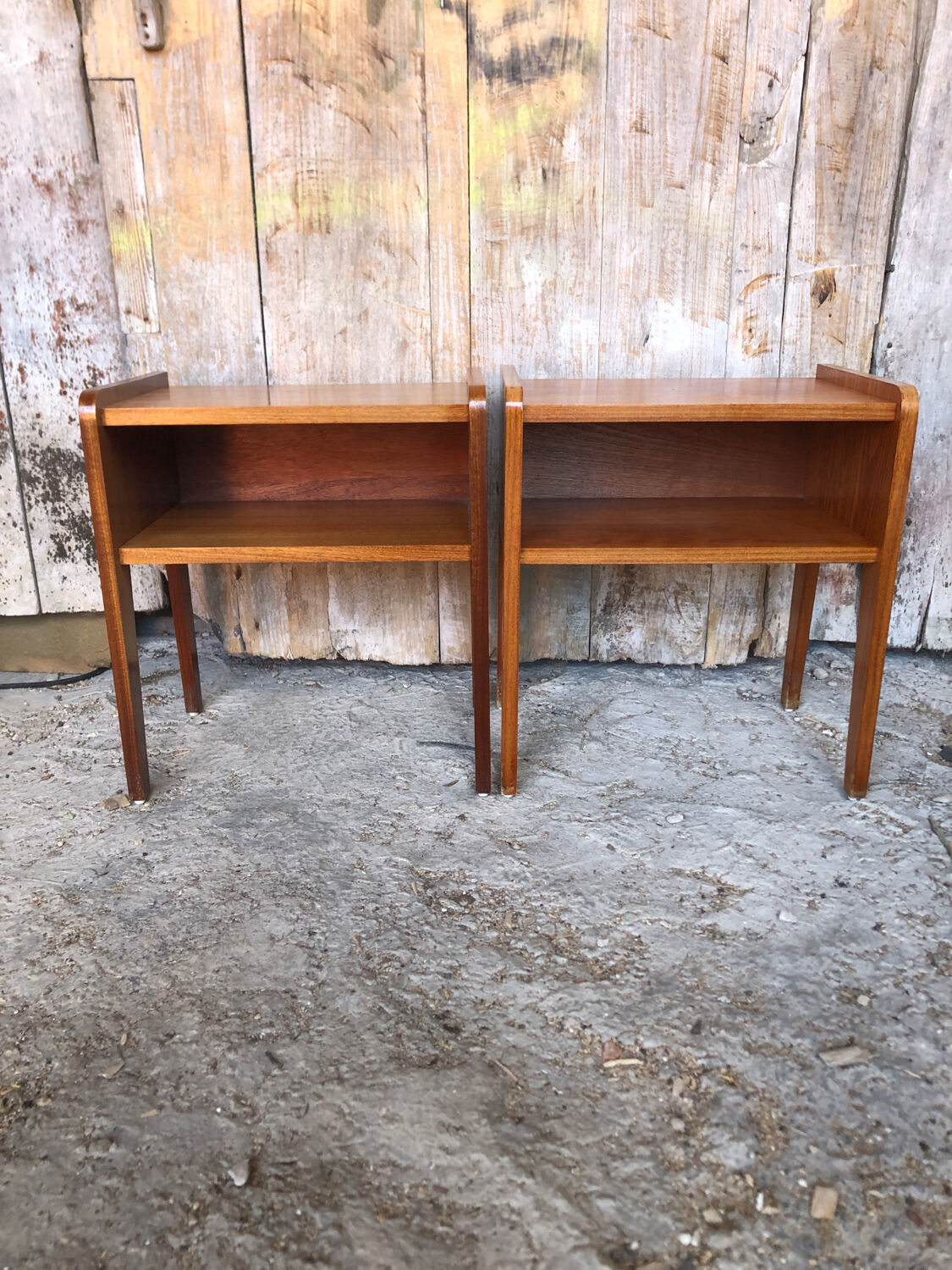 Pair of bedside table scandinavian vintage wood