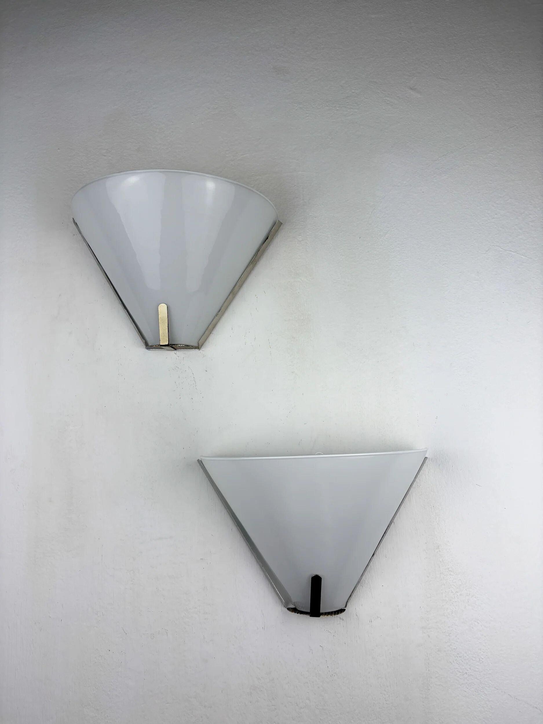 Pair of mid-century conical opal glass wall lights, Italy 1960s