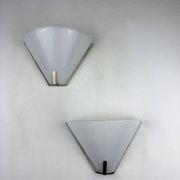 Pair of mid-century conical opal glass wall lights, Italy 1960s