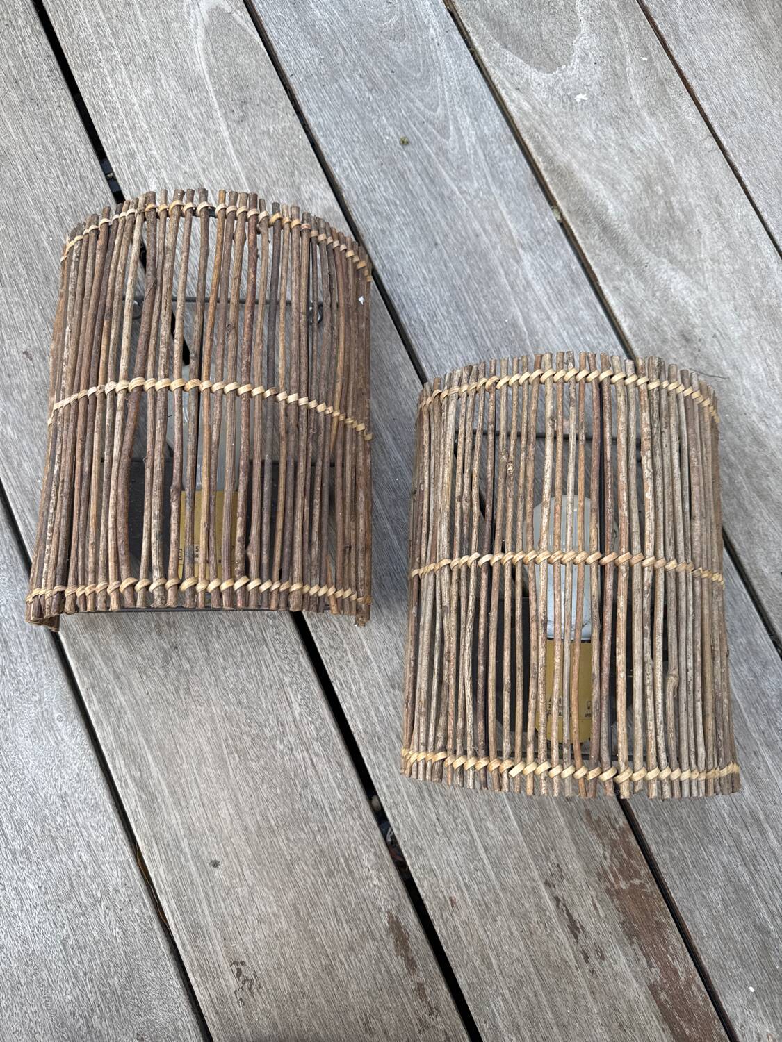 Two rattan wall lights