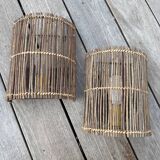 Two rattan wall lights