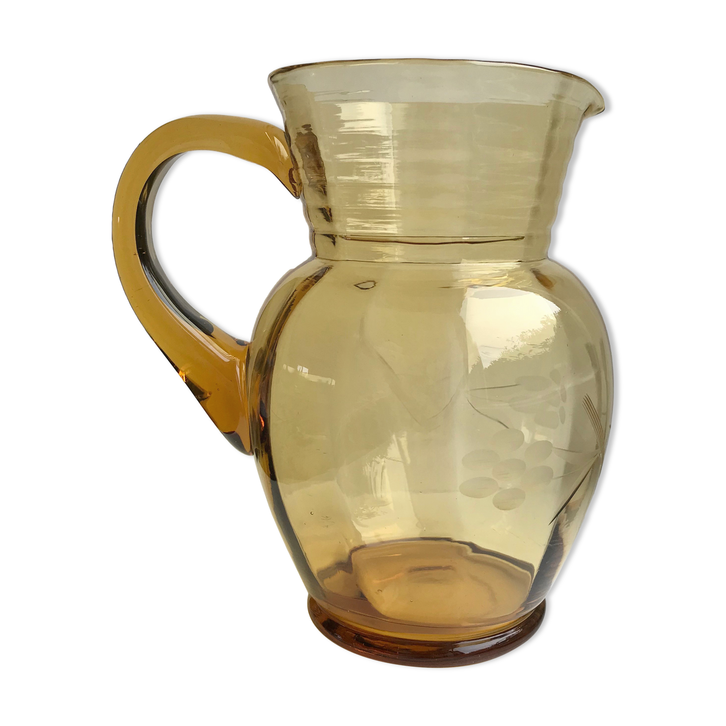 Amber engraved glass decanter 50s