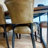 Set of 4 leather Chesterfield dining chairs