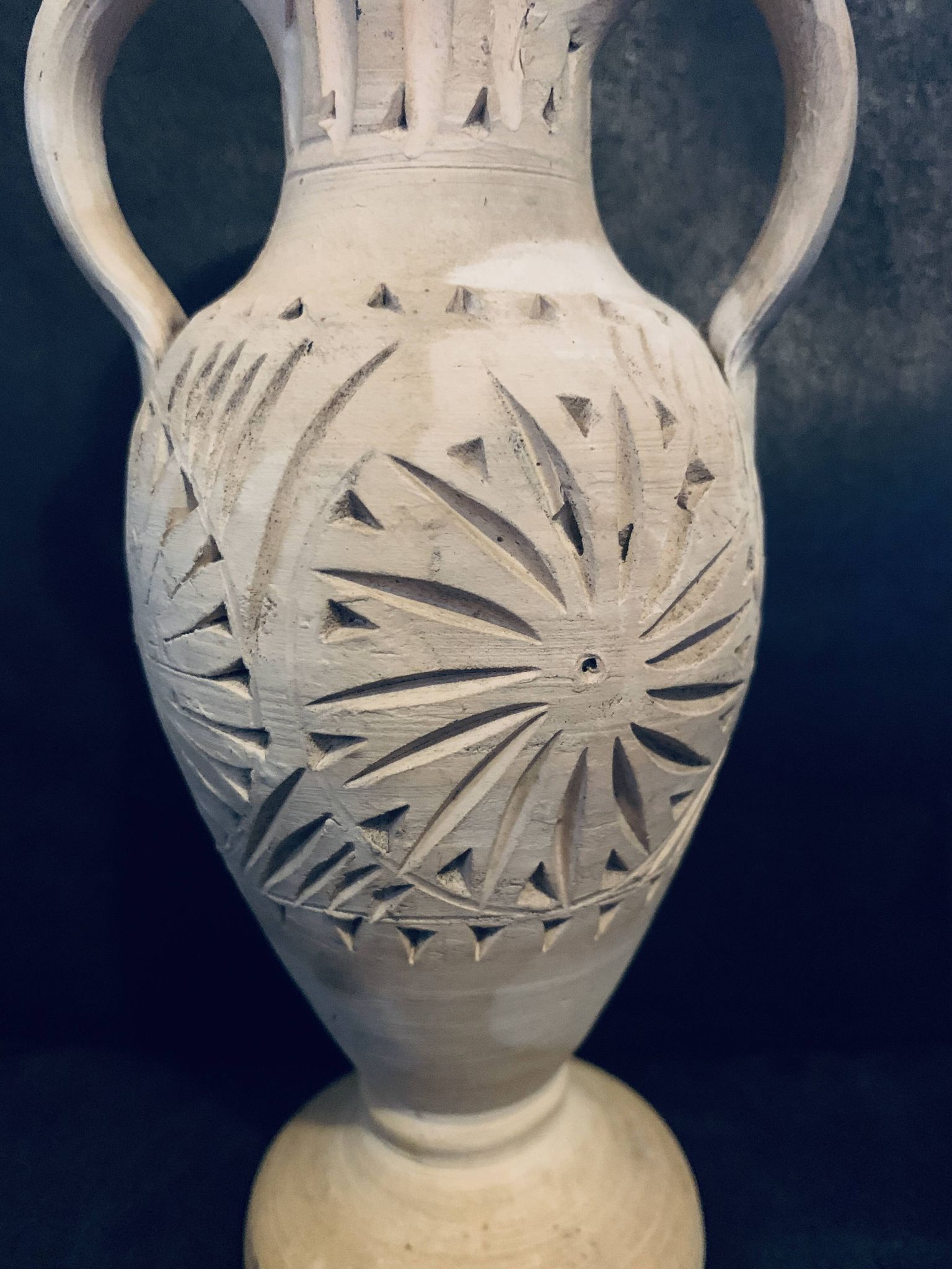 Amphora vase 20cm pottery Tunisia antique style handmade