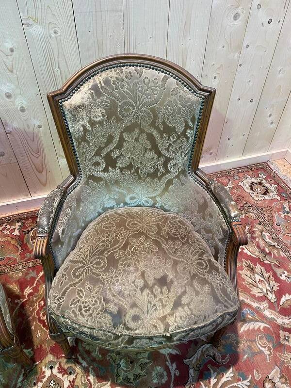 Pair of Louis XVI style bergere armchairs