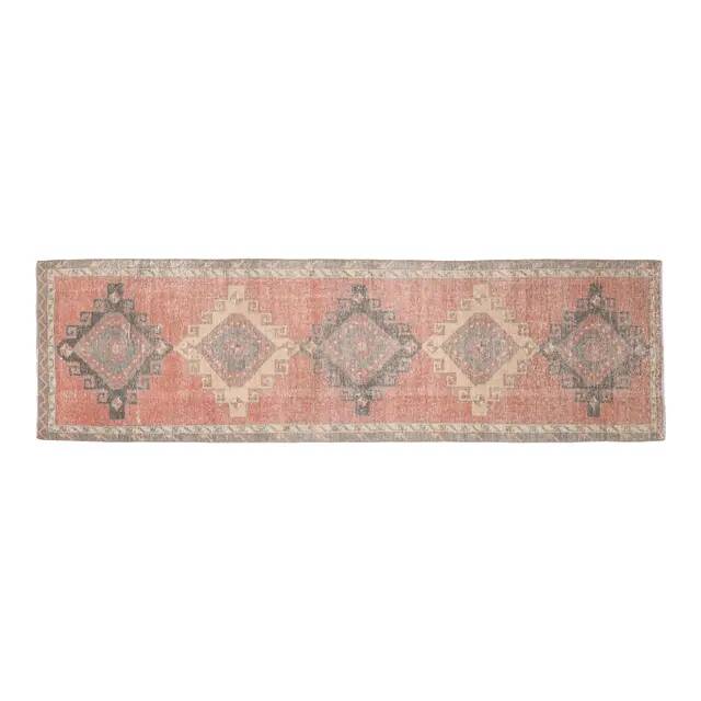 Turkish Vintage Runner 70's Runner, Geometric Runner 100x360