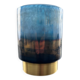 Photophore en verre bleu et laiton