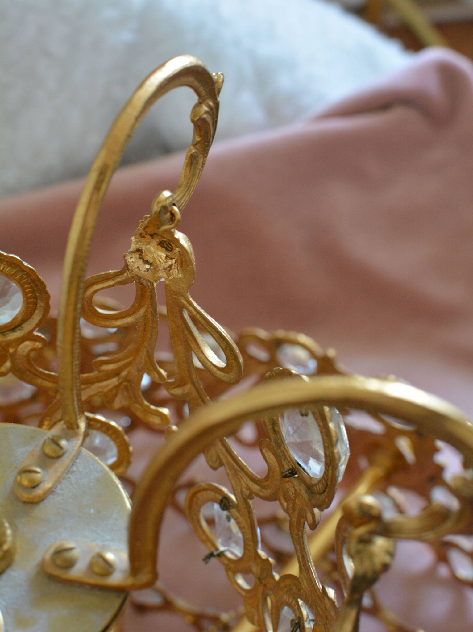 Brass and crystal chandelier plated with 24K gold PALWA, Germany, 1960s-70s.