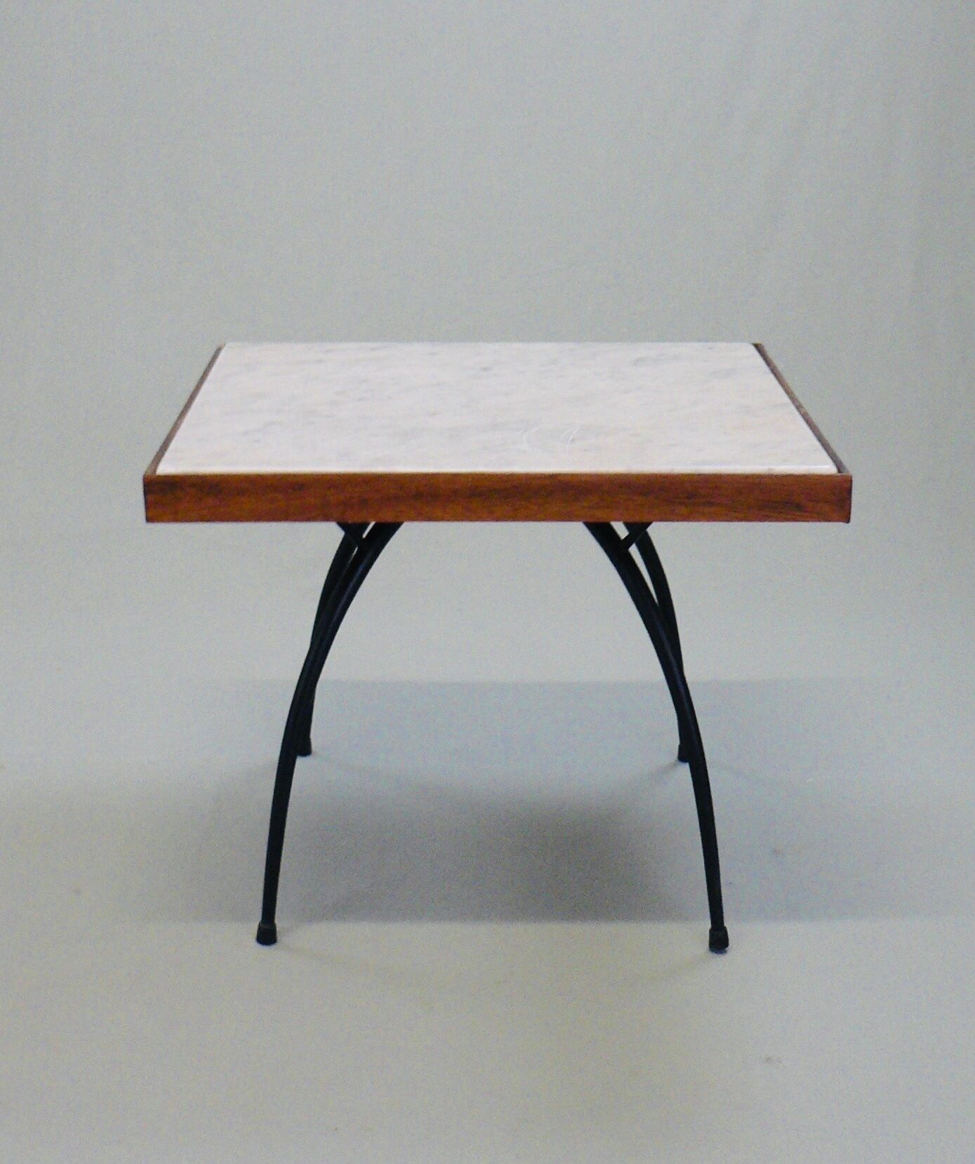 Marble and steel side table