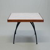 Marble and steel side table