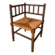 Corner armchair in beaded wood straw