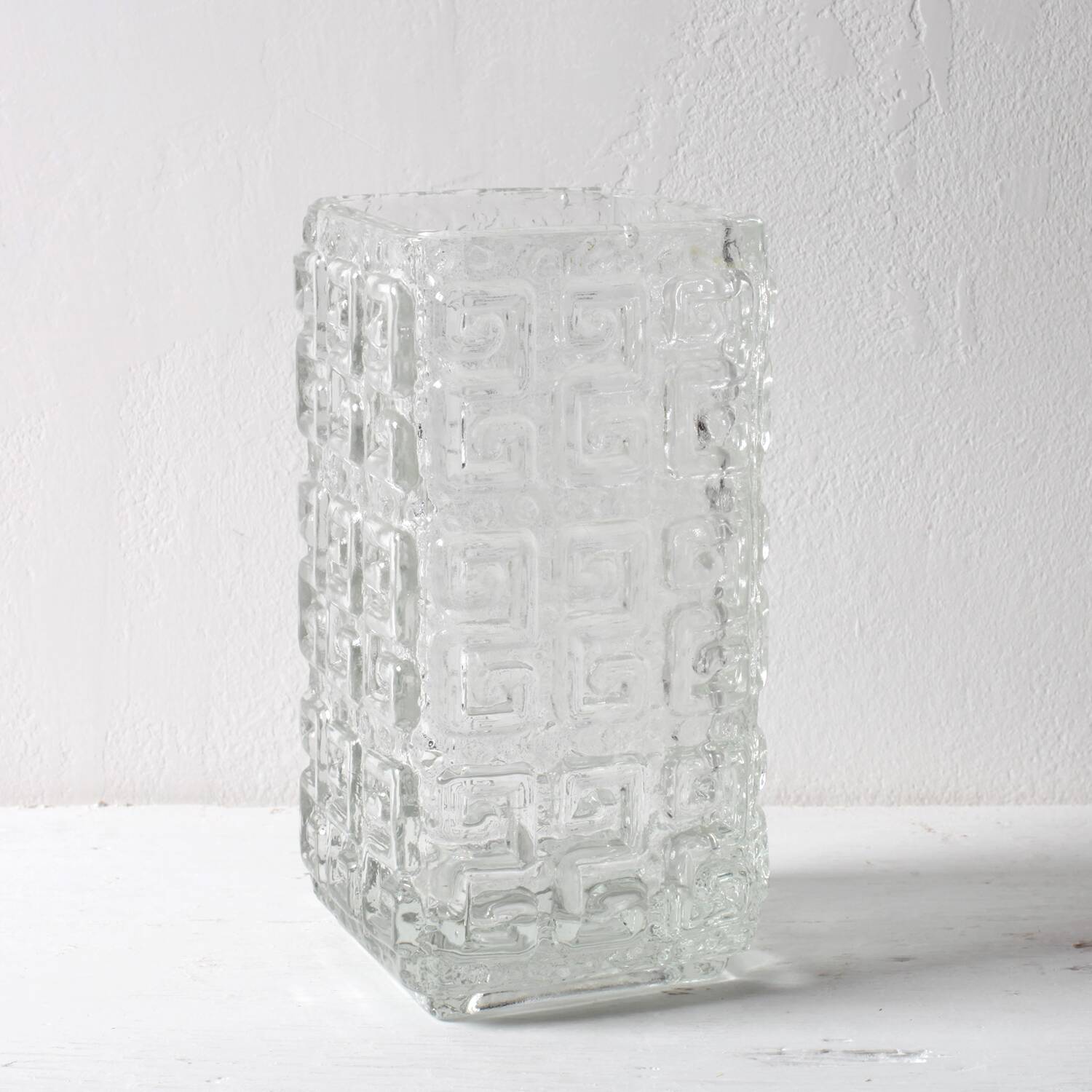 Vintage Clear Pressed Glass Vase Taalari by Tamara Aladin / Finland / 1969