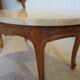 Oval coffee table - carved wood - white veined marble - Regency / Louis XV style