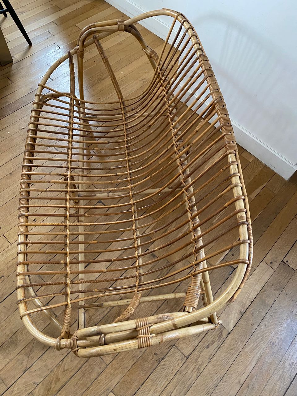 Vintage rattan bench